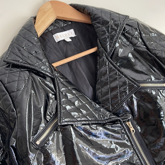 MESHKI | London Latex Cropped Biker Jacket and Pants - Picture 2 of 13